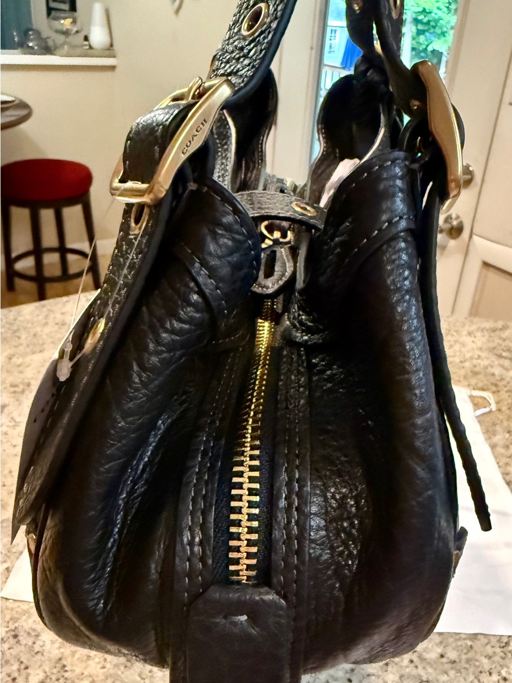Coach drifter 31 Black Pebbled Leather Shoulder Bag - Picture 6 of 16